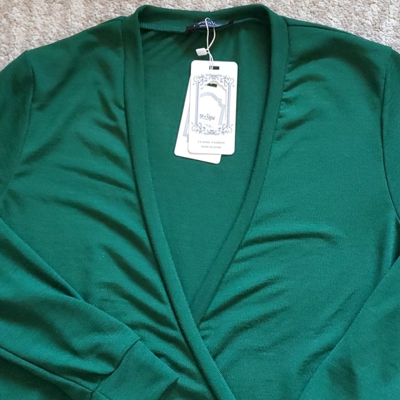 Green Surplice Long-Sleeve Top - Women - Picture 3 of 5
